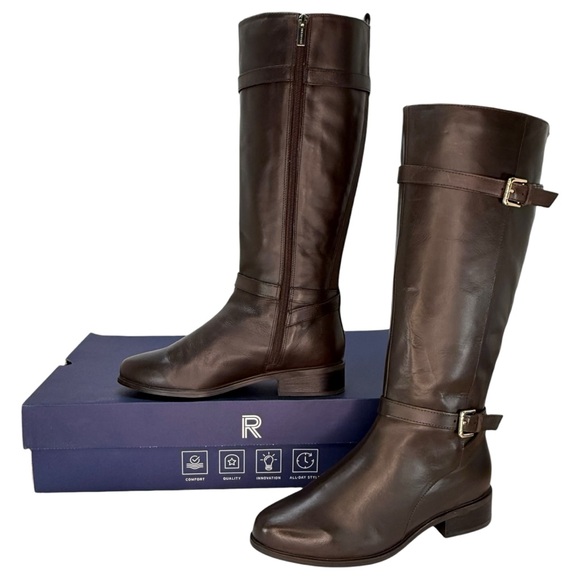 Rockport Harper Brown Leather Knee High Wide Calf Womens Boots Size 6.5M - Picture 14 of 16